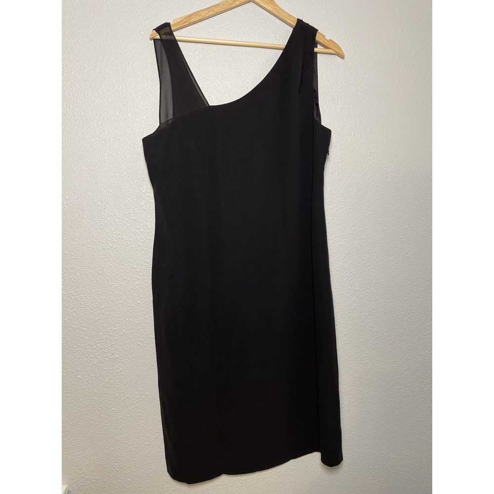 Eileen Fisher NWT Black Silk Georgette Crepe Asymmetric Sleeveless Dress Medium
